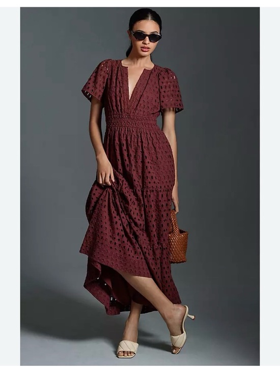 Anthropologie Dresses & Skirts - Anthropologie Burgundy Eyelet Somerset Maxi Dress